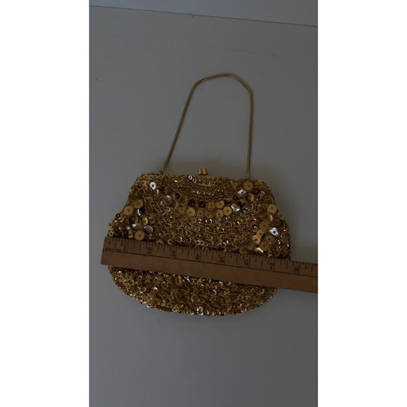 Vintage Gold Sequin Safco Bag Handmade Hong Kong With Chain Strap - Picture 5 of 8